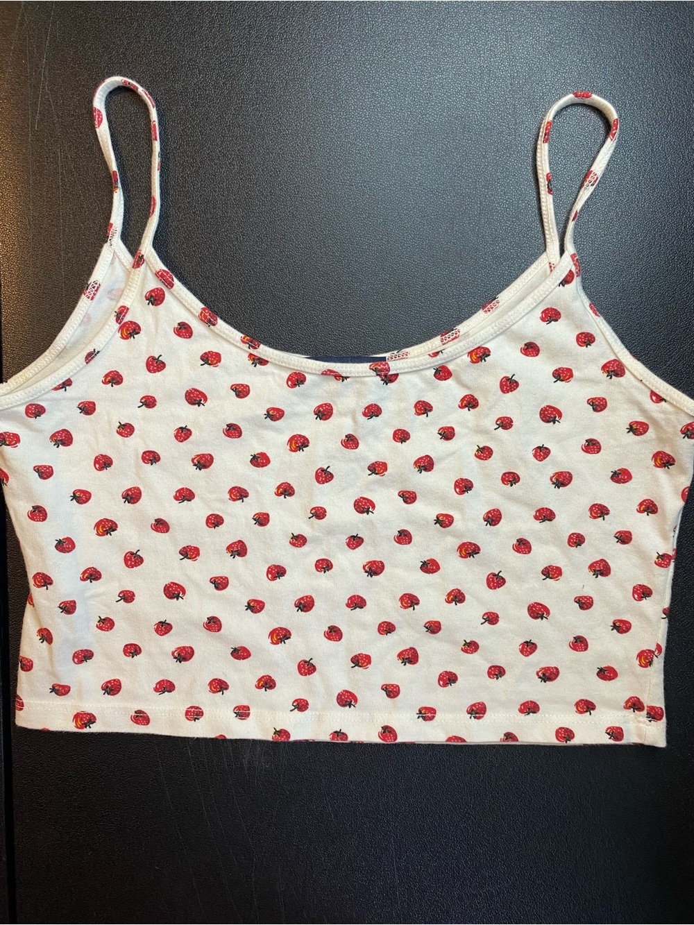 Brandy Melville White Cami with Red Strawberry Print